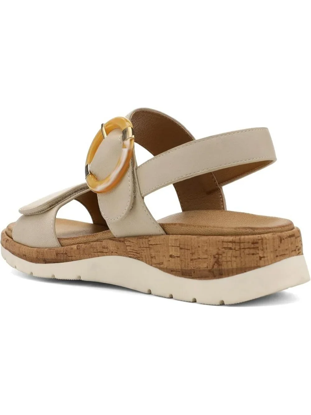 Women's Beige Summer Open Toe Adjustable Ankle Straps Comfortable Sandals